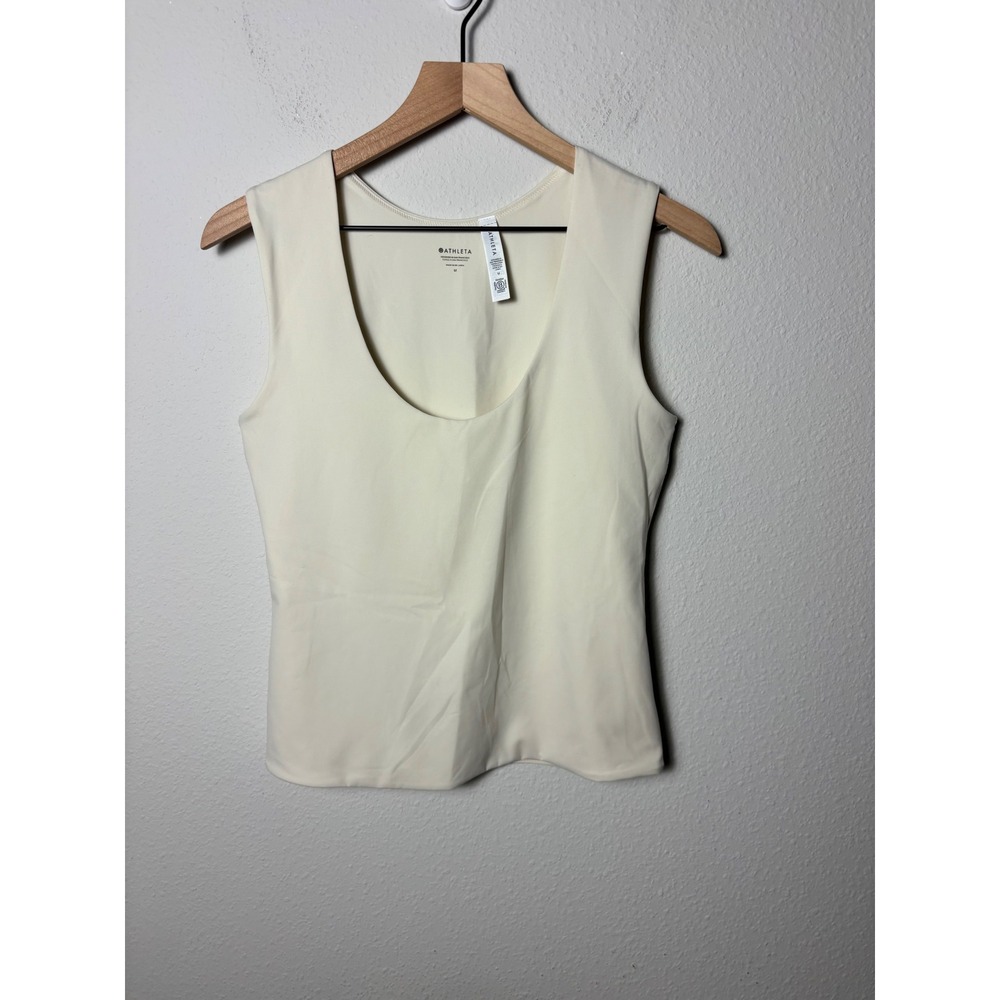 Athleta BodyMove Tank Top Cream Off White Scoop Neck Size M 544862-00
